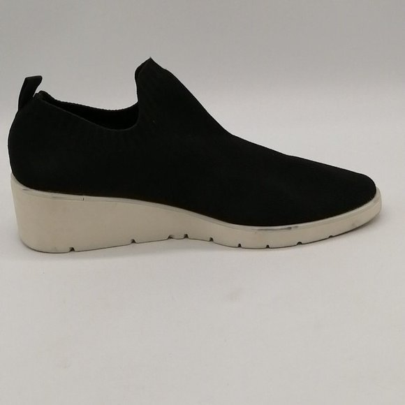 Steven by‎ Steve Madden Womens Bell Pull On Sneaker Black Stretch Wedge Heel 10M - Picture 2 of 9